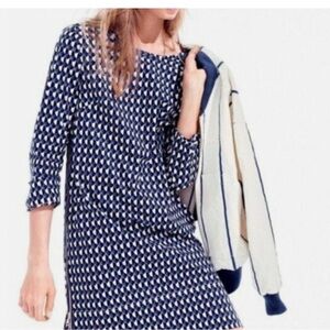 J Crew- Size 6- Jet Set Geo Pattern 3/4 sleeve shift dress.